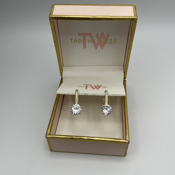 Tabitha Webb Gold Over Sterling Silver Cubic Zirconia Drop Earrings In Box - Picture 2 of 6